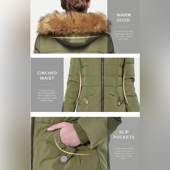 Orolay Women's Winter Down Jacket with Faux Fur Trim Hood - Picture 5 of 6